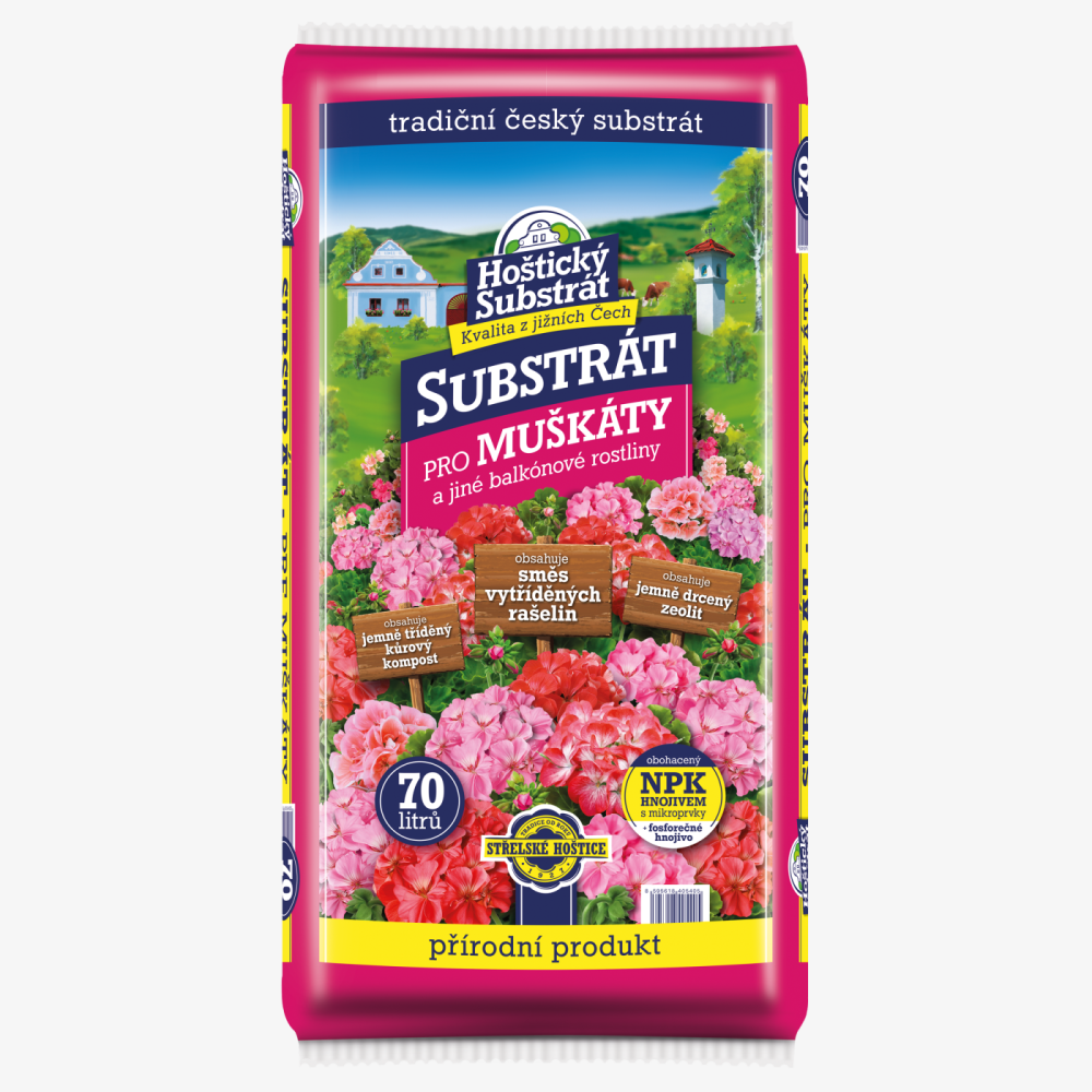 Hoštický substrát pro muškáty a jiné balkónové rostliny 70 l